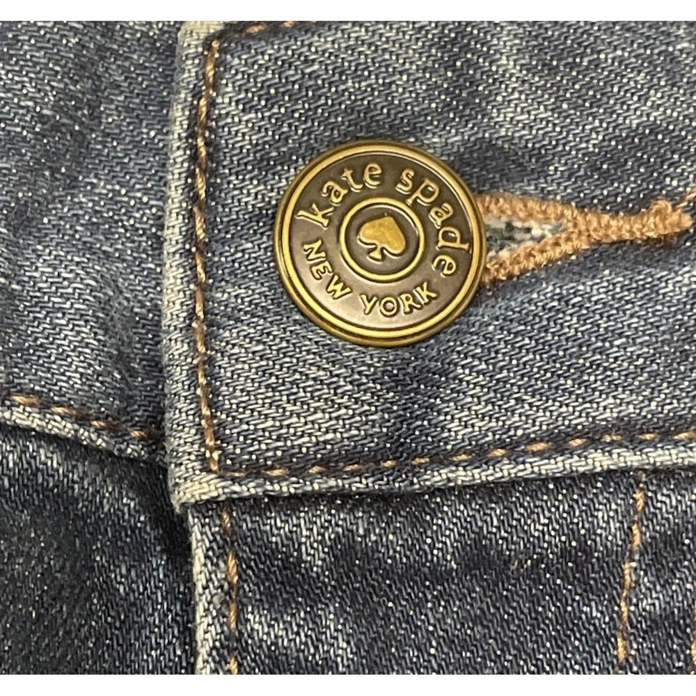 Kate Spade New York Ooh La La Straight Leg Blue Ankle‎ Jeans Raw Hem Womens 30